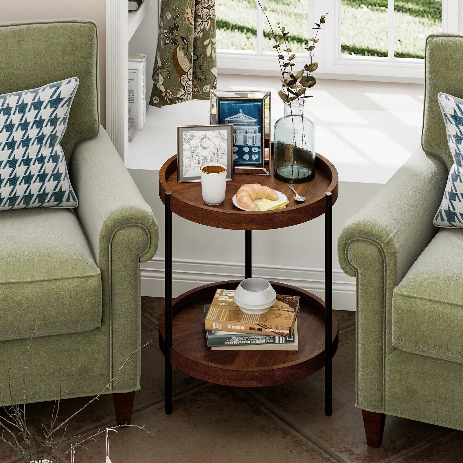 2-Tier Retro End Table with Bottom Shelf by DirectDeals