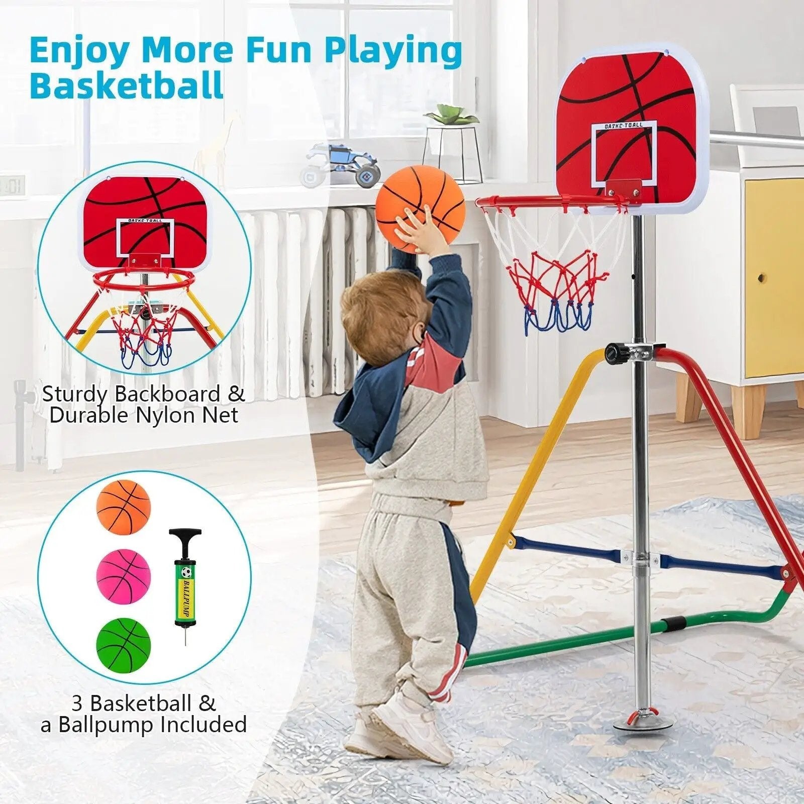 Kids Folding Horizontal Bar with 4 Adjustable Heights by DirectDeals