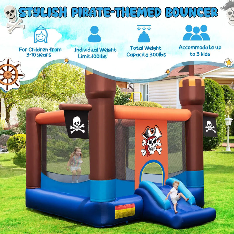 Pirate-Themed Inflatable Bounce Castle with Large Jumping Area and 735W Blower by DirectDeals