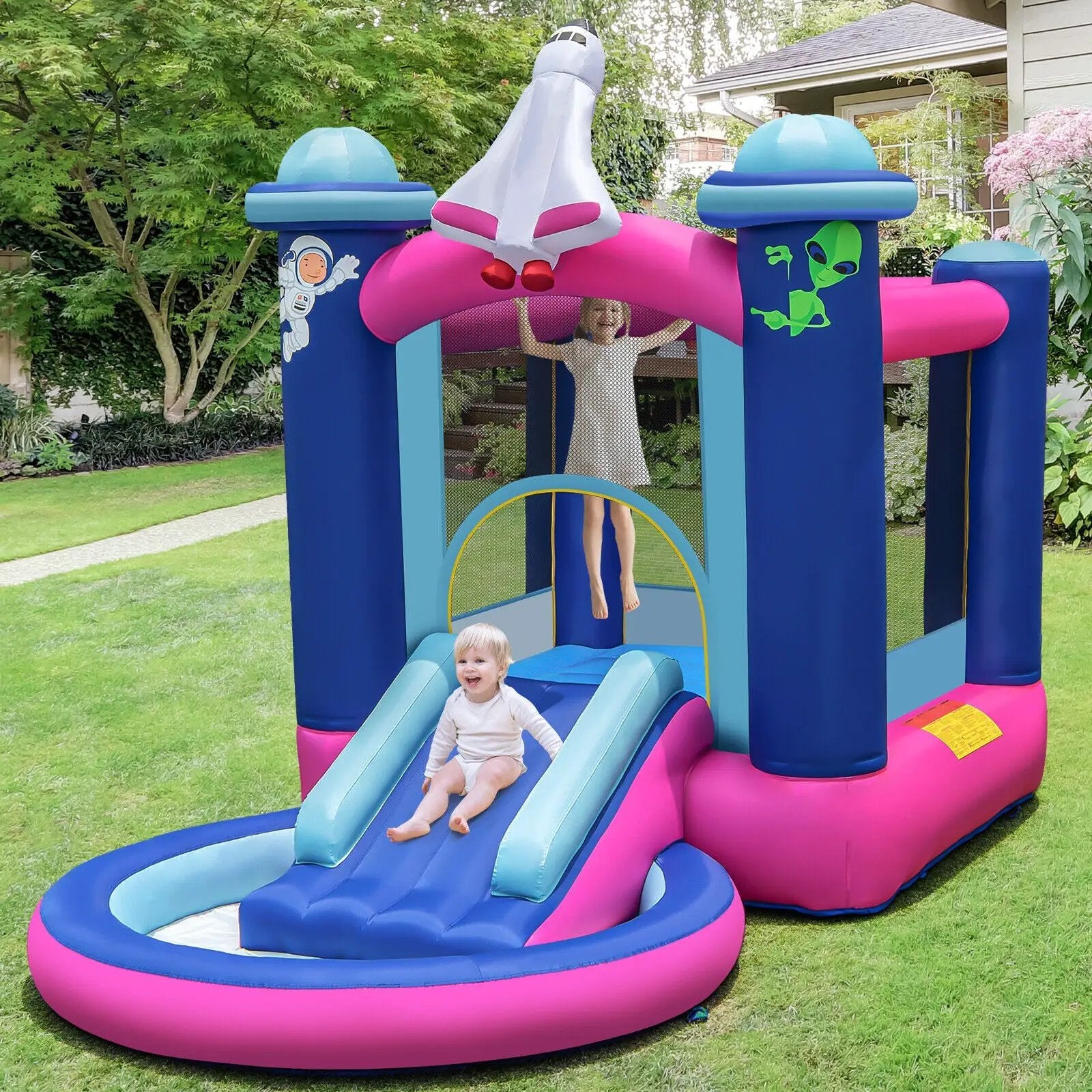 3-in-1 Inflatable Space-themed Bounce House with 480W Blower by DirectDeals