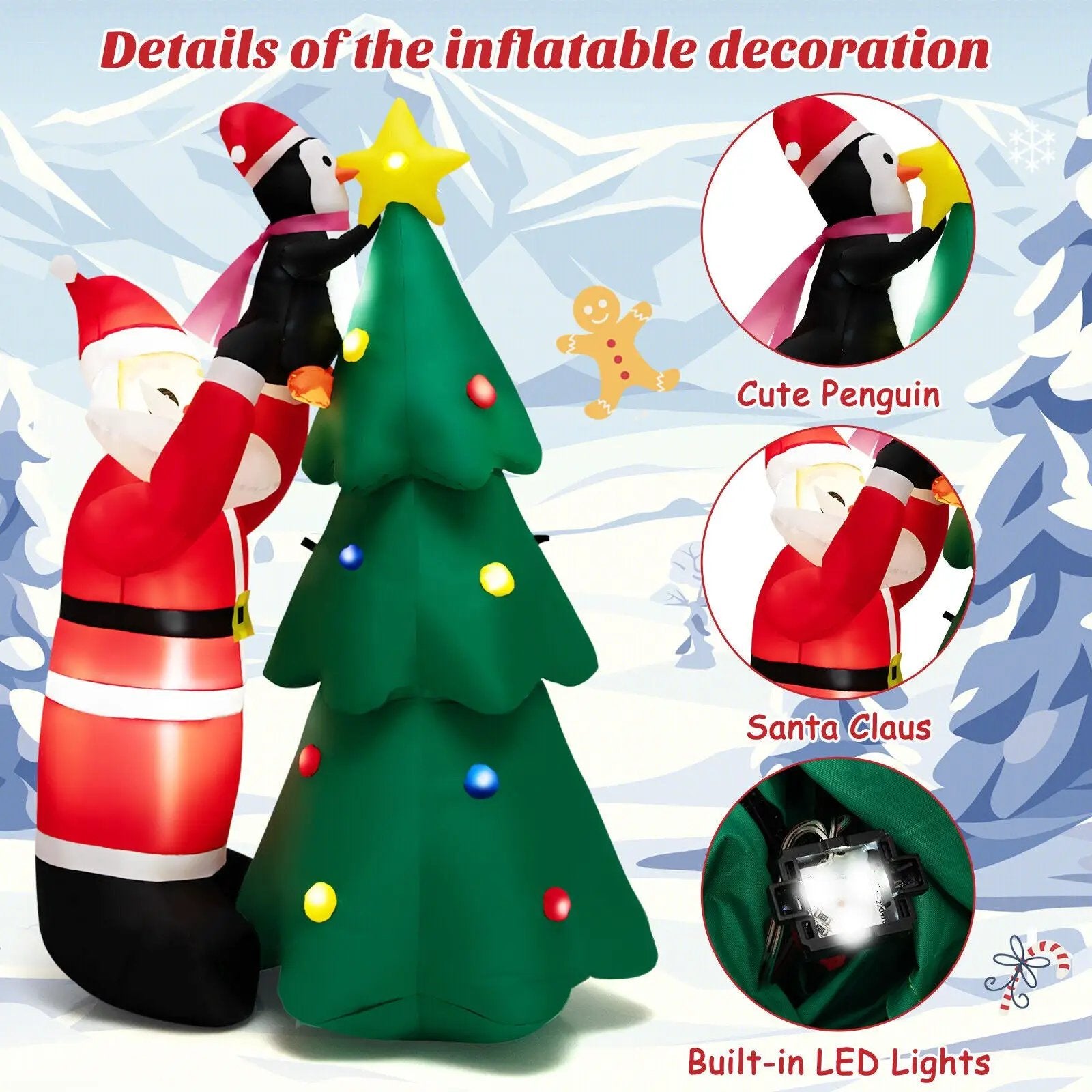 6 Feet Inflatable Christmas Tree and Santa Claus with LED and Air Blower by DirectDeals