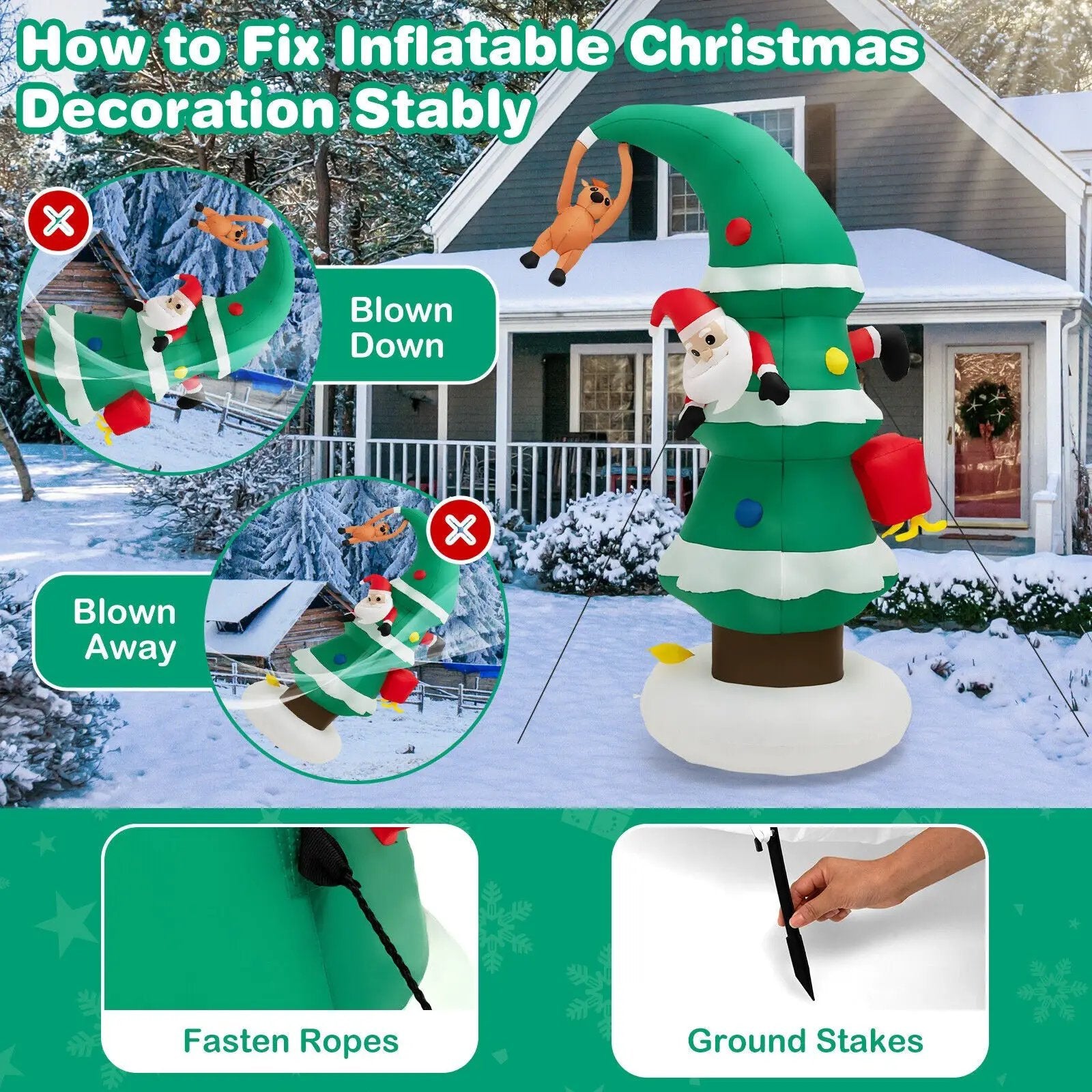 8 Feet Inflatable Christmas Tree with Santa Claus by DirectDeals