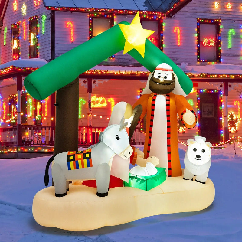 6.7 Feet Christmas Inflatable Nativity Scene with LED Lights by DirectDeals