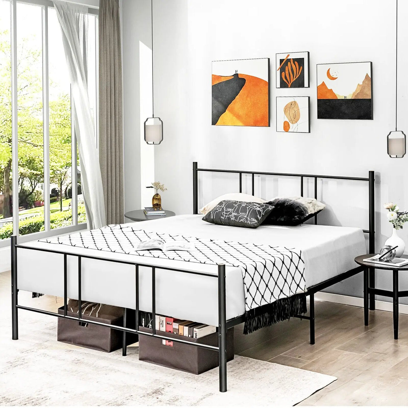 Full/Queen Size Platform Bed Frame with High Headboard by DirectDeals