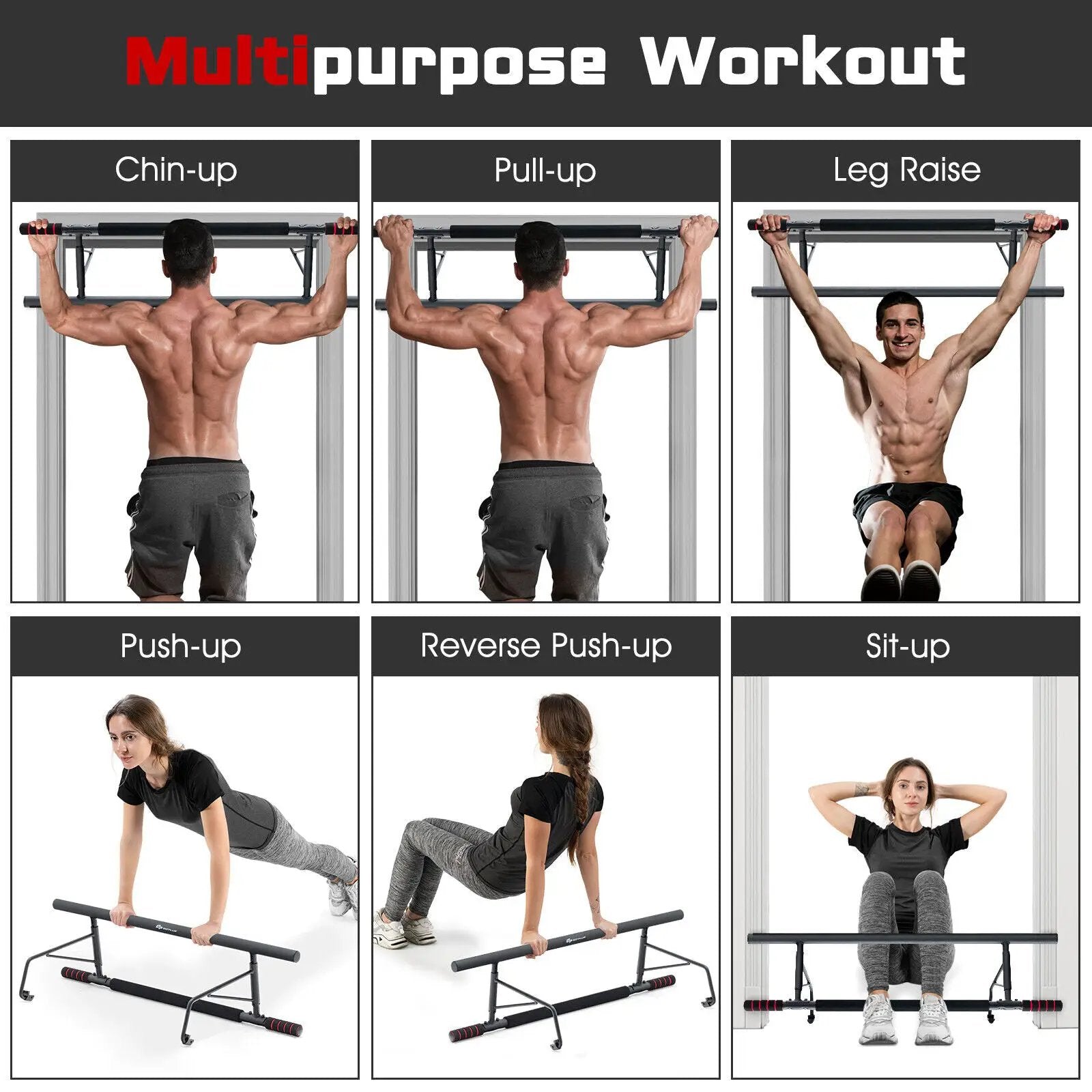 Pull-up Bar for Doorway No Screw for Foldable Strength Training by DirectDeals