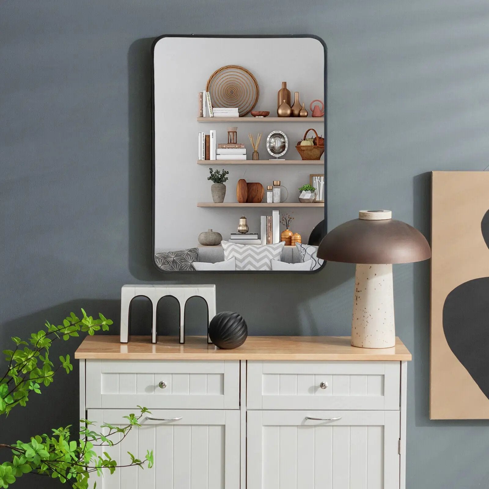 Metal Framed Bathroom Mirror with Rounded Corners by DirectDeals