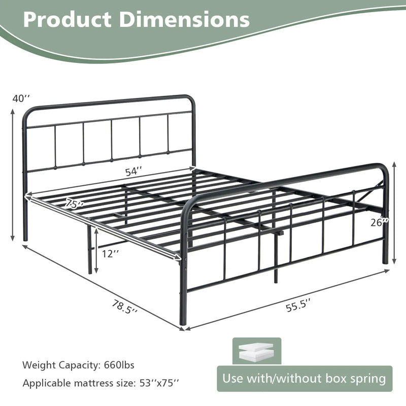 Heavy Duty Metal Platform Bed Frame with Headboard by DirectDeals