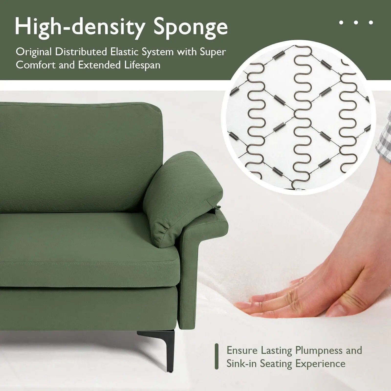 Modern Fabric Loveseat Sofa for with Metal Legs and Armrest Pillows by DirectDeals