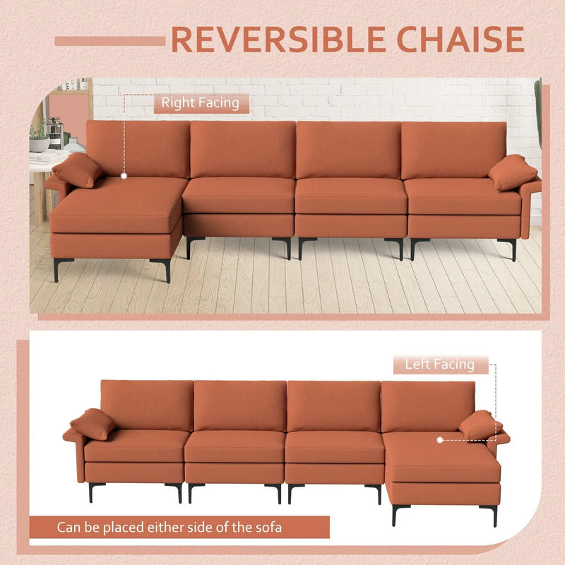 Extra Large L-shaped Sectional Sofa with Reversible Chaise and 2 USB Ports for 4-5 People by DirectDeals