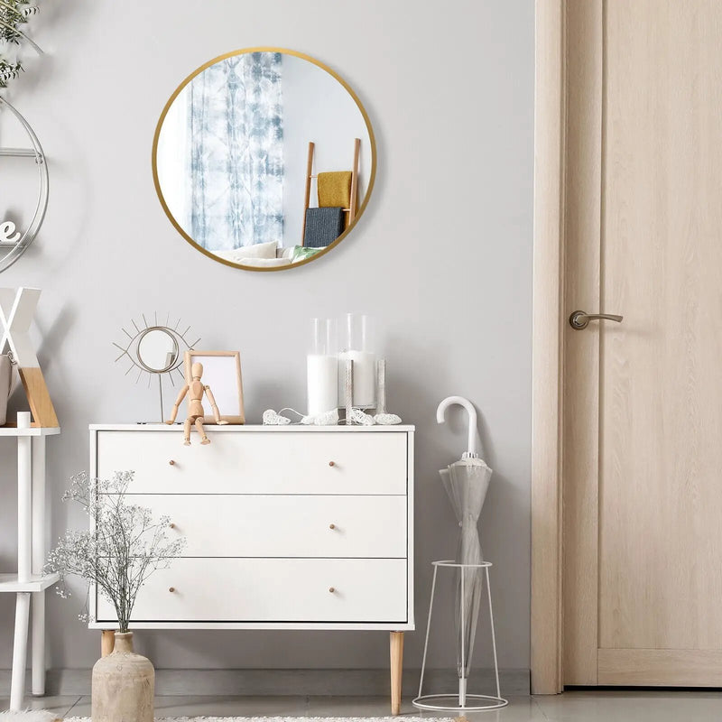 16-inch Round Wall Mirror with Aluminum Alloy Frame by DirectDeals