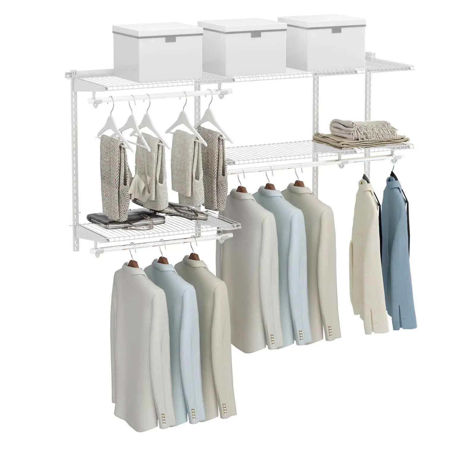 Custom Closet Organizer Kit 3 to 5 Feet Wall-Mounted Closet System with Hang Rod by DirectDeals