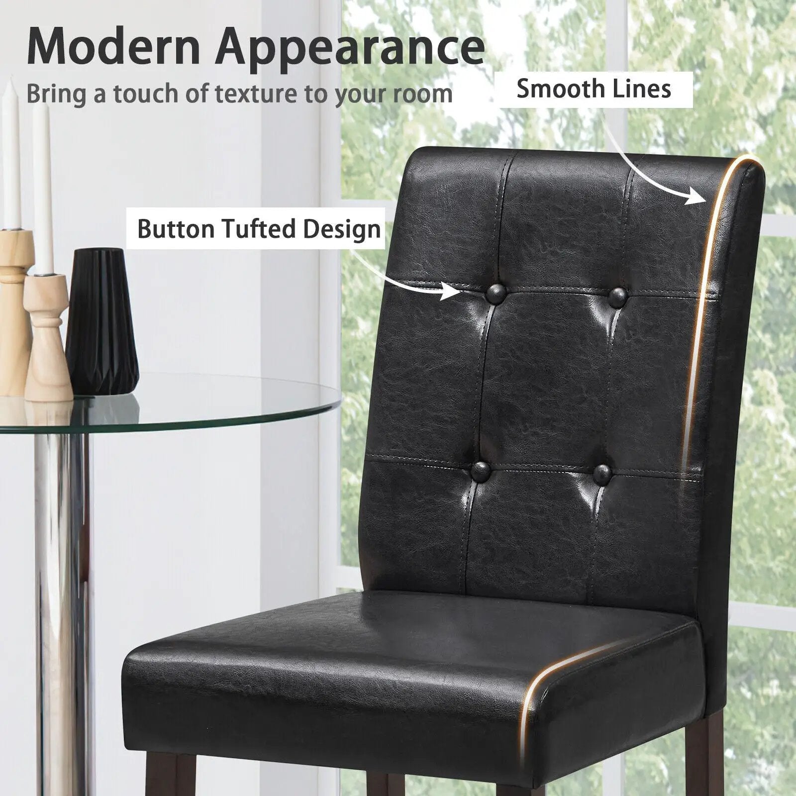 Set of 2 Bar Stools with Rubber Wood Legs and Button-Tufted Back by DirectDeals