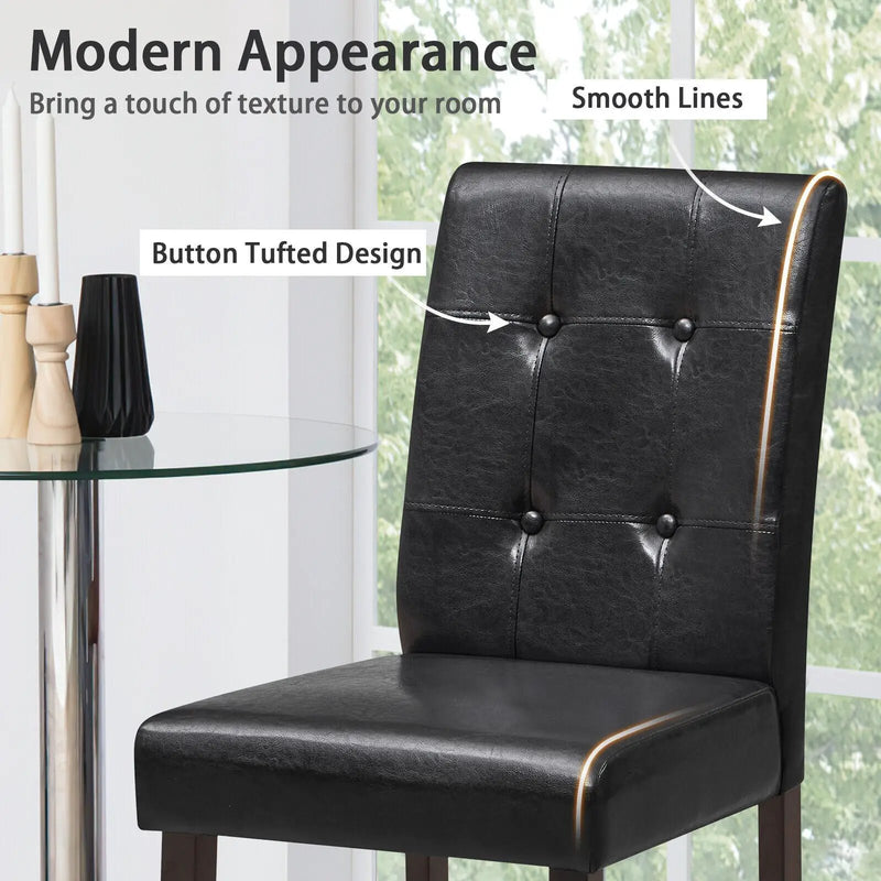 Set of 2 Bar Stools with Rubber Wood Legs and Button-Tufted Back by DirectDeals