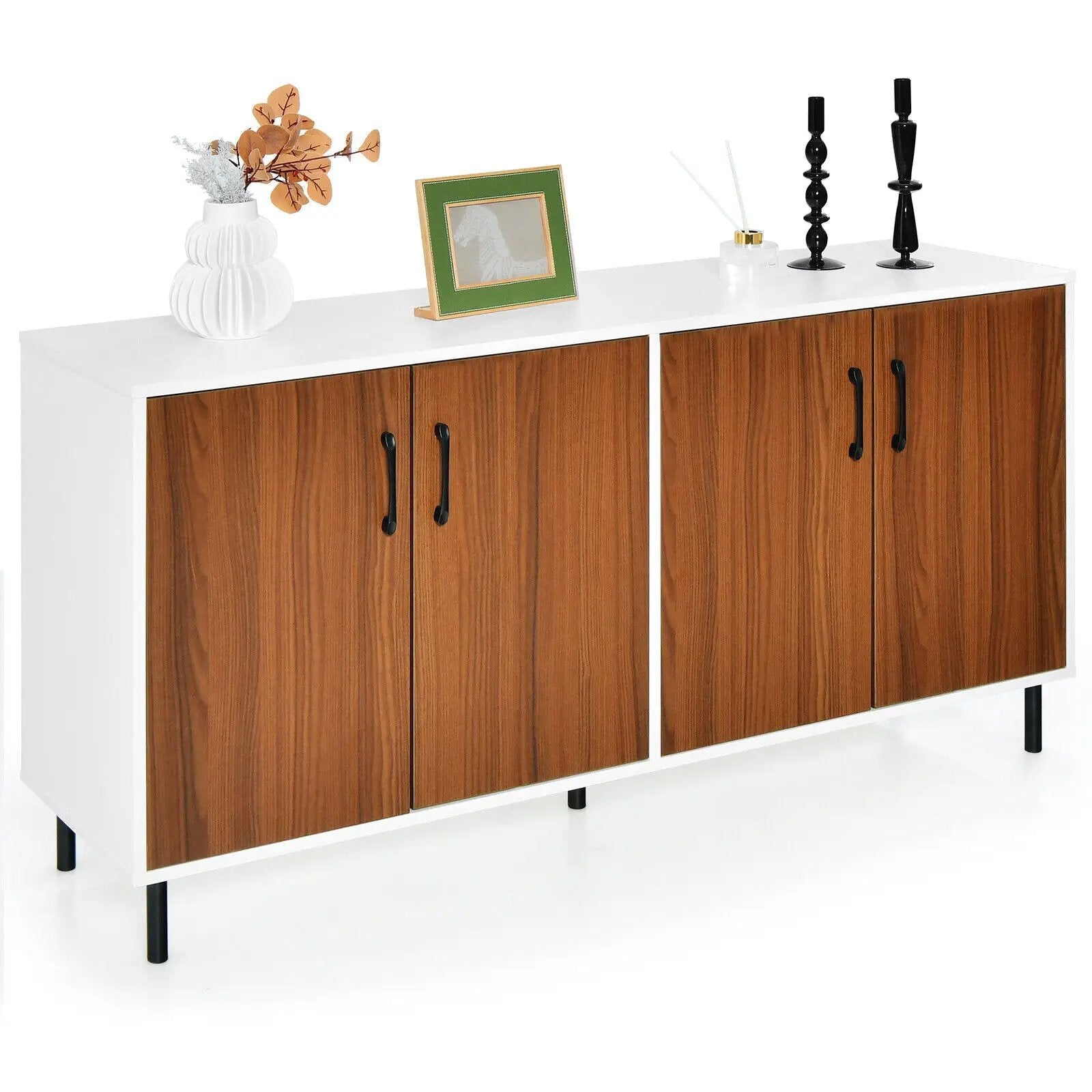 4-Door Kitchen Buffet Sideboard for Dining Room and Kitchen-White by DirectDeals