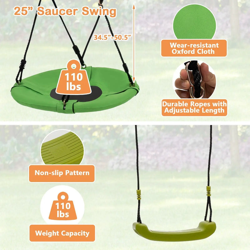 7-in-1 Stable A-shaped Outdoor Swing Set for Backyard by DirectDeals