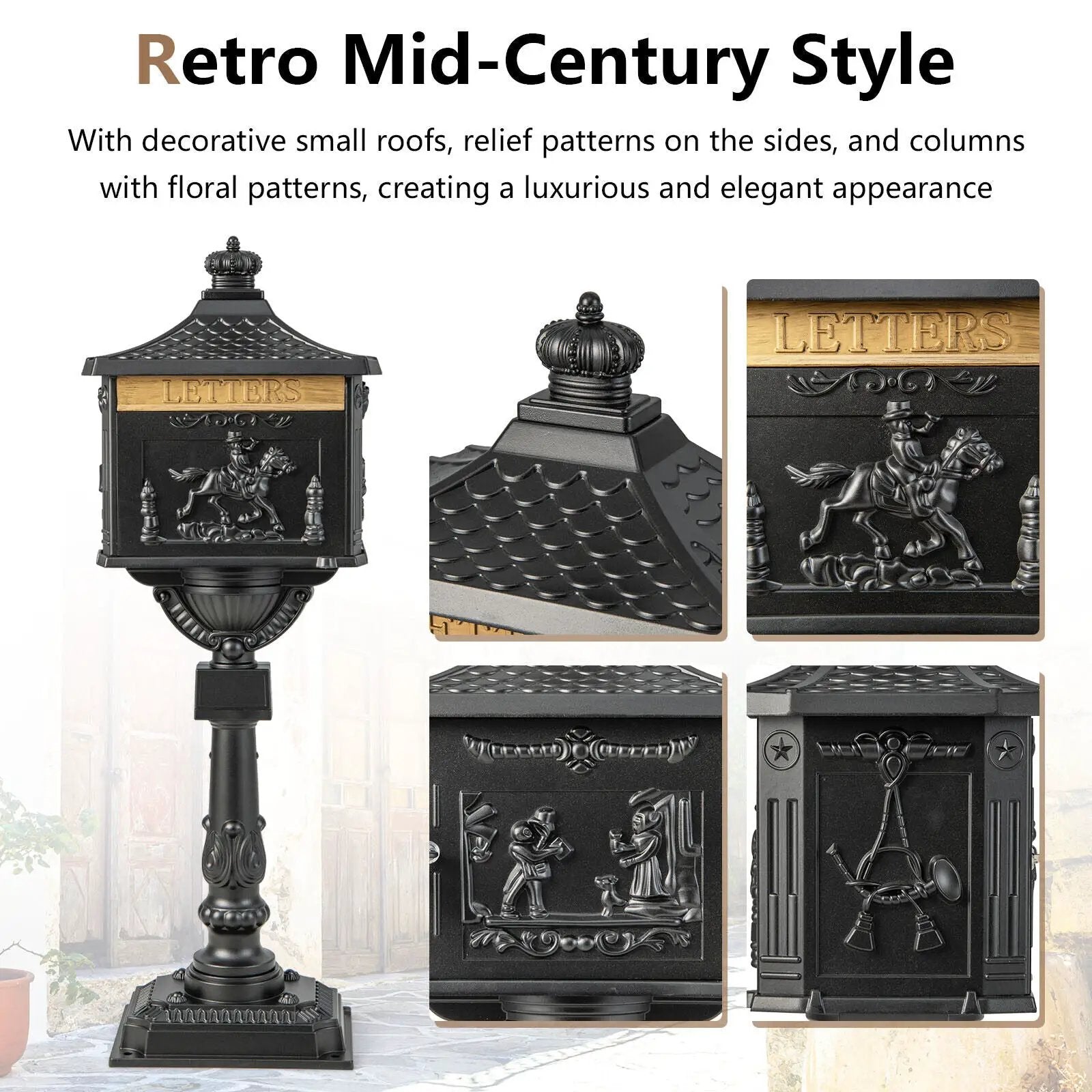 Retro Cast Aluminum Mailbox Security Postal Letter Box with Baffle Door by DirectDeals