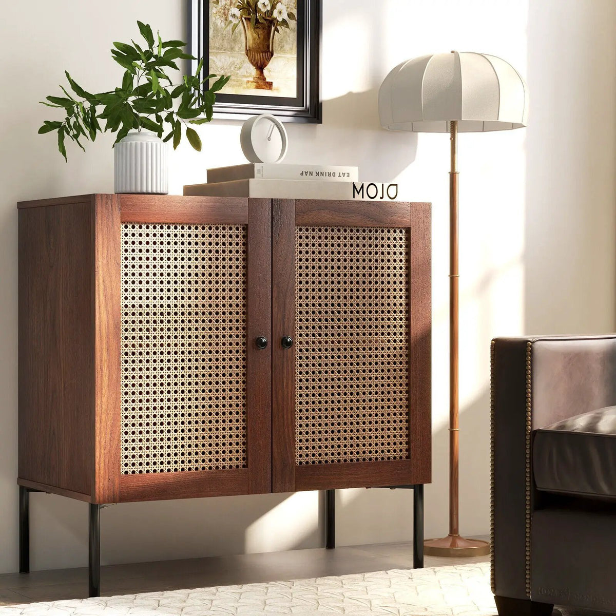 Kitchen Sideboard with 2 Rattan Doors and Adjustable Shelf by DirectDeals