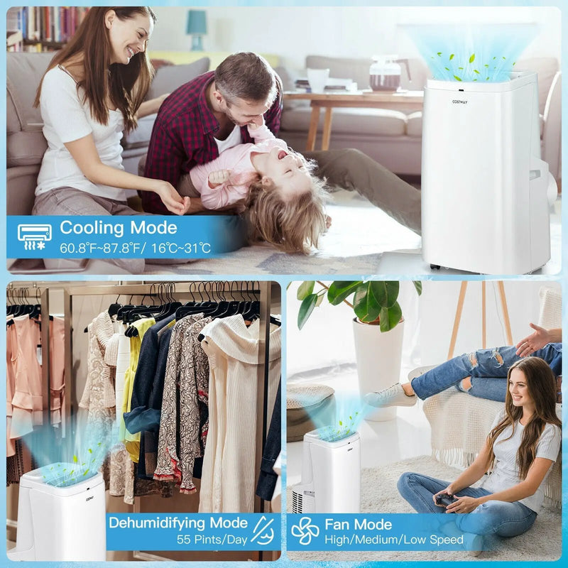 9000BTU 3-in-1 Portable Air Conditioner with Remote-White by DirectDeals