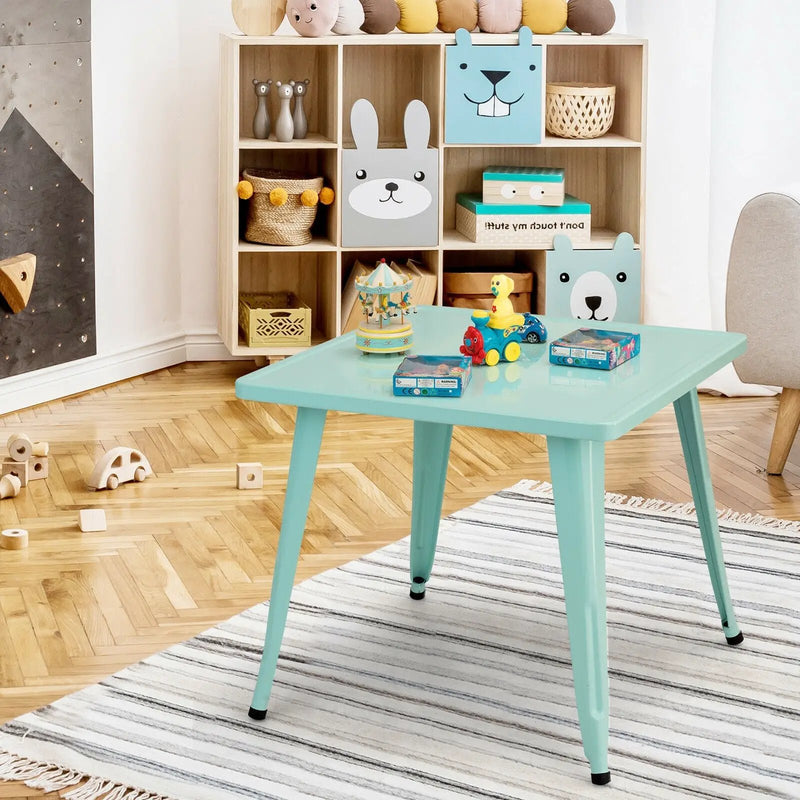 27 Inch Kids Square Steel Table Play Learn Activity Table-Blue by DirectDeals