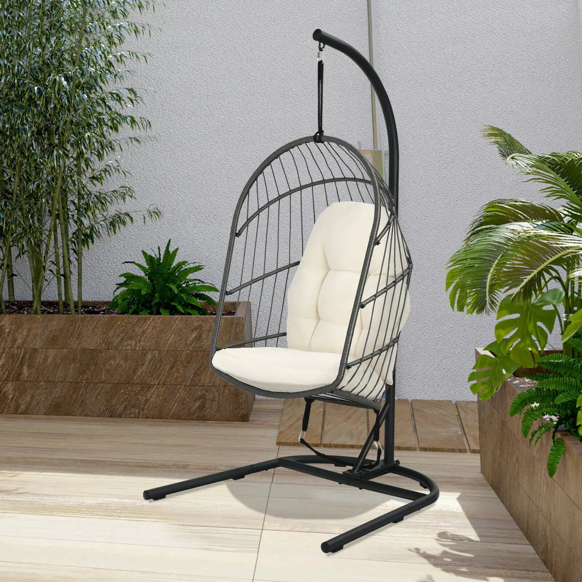 Hanging Wicker Egg Chair with Stand by DirectDeals