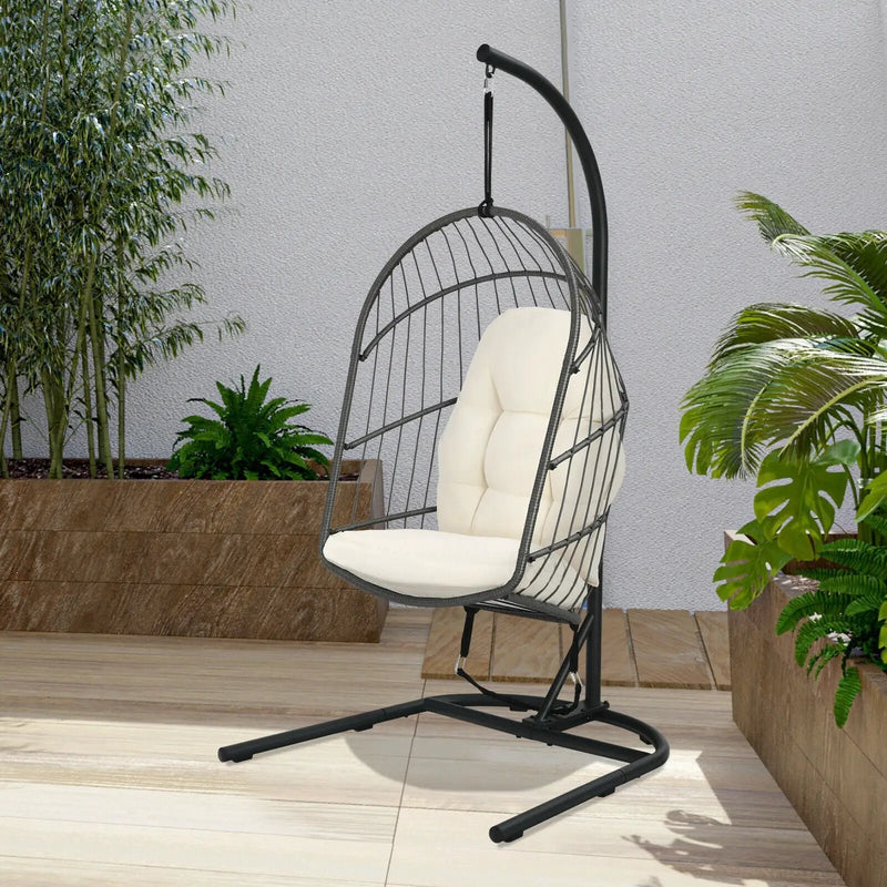 Hanging Wicker Egg Chair with Stand by DirectDeals