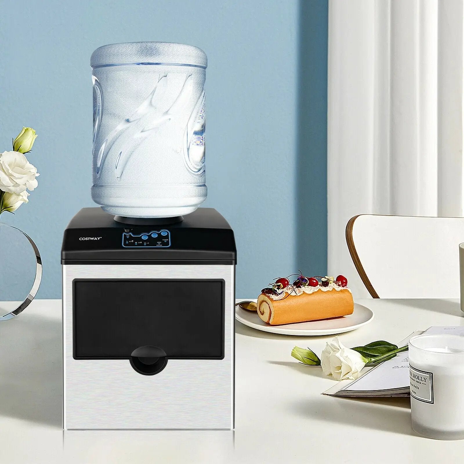 2-in-1 Stainless Steel Countertop Ice Maker with Water Dispenser by DirectDeals