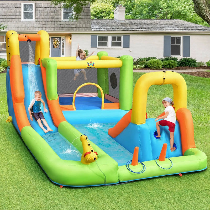 8-in-1 Inflatable Water Slide Bounce House with Splash Pool and 735W Blower by DirectDeals