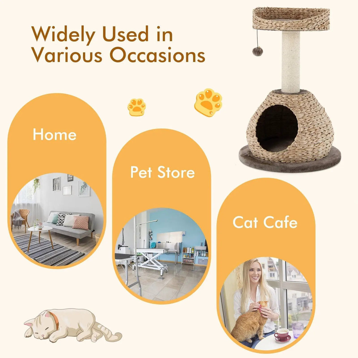 28 Inches Hand-Made Cat Tree Tower with Jump Platform by DirectDeals