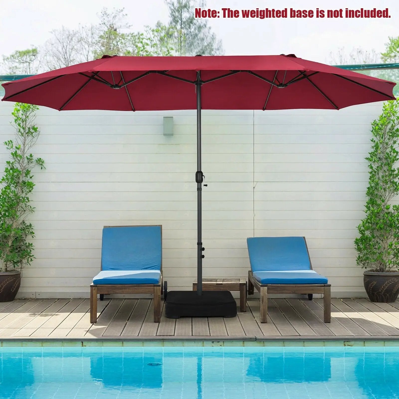 Double-Sided Patio Umbrella with Push Button Tilt Crank Handle by DirectDeals