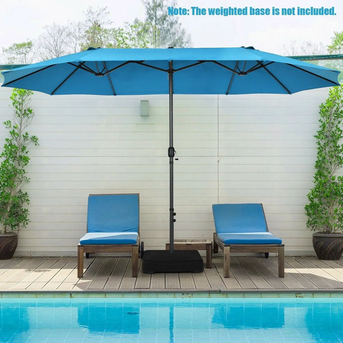 15 Feet Patio Double-Sided Umbrella with Hand-Crank System by DirectDeals