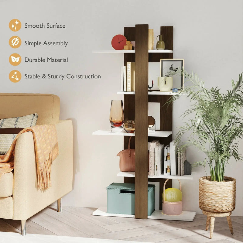 5-Tier Freestanding Bookshelf with Anti-Toppling Device by DirectDeals