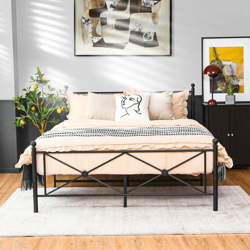 Full/Queen Size Metal Bed Frame Platform with Headboard by DirectDeals