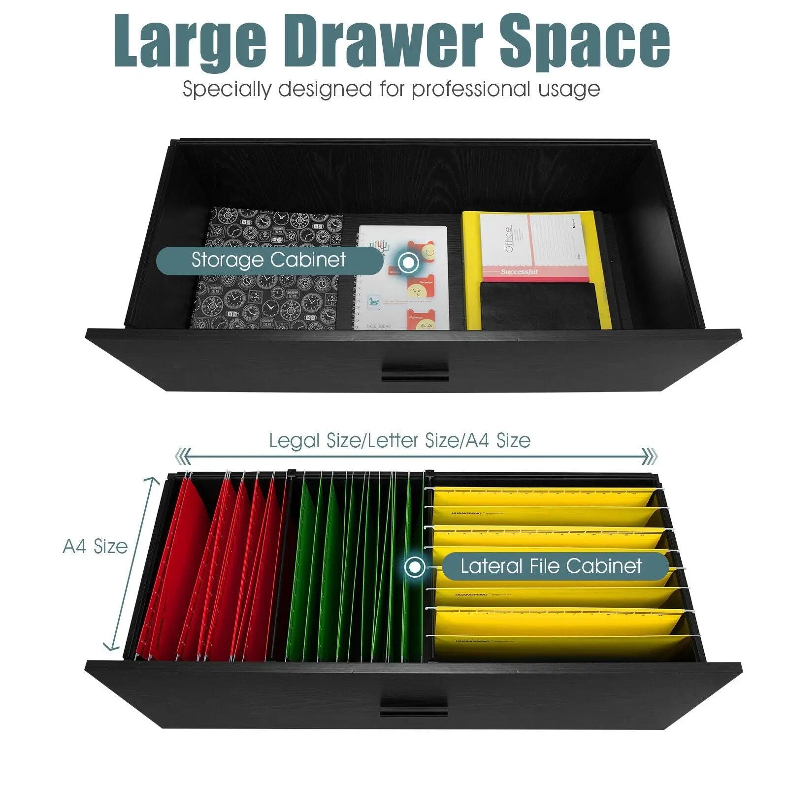 2-Drawer Lateral File Cabinet with Adjustable Bars for Home and Office by DirectDeals