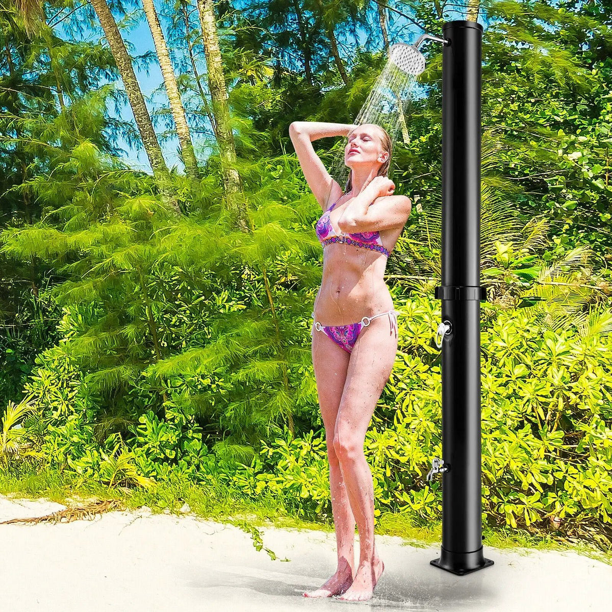 7.2 Feet Solar-Heated Outdoor Shower with Free-Rotating Shower Head by DirectDeals