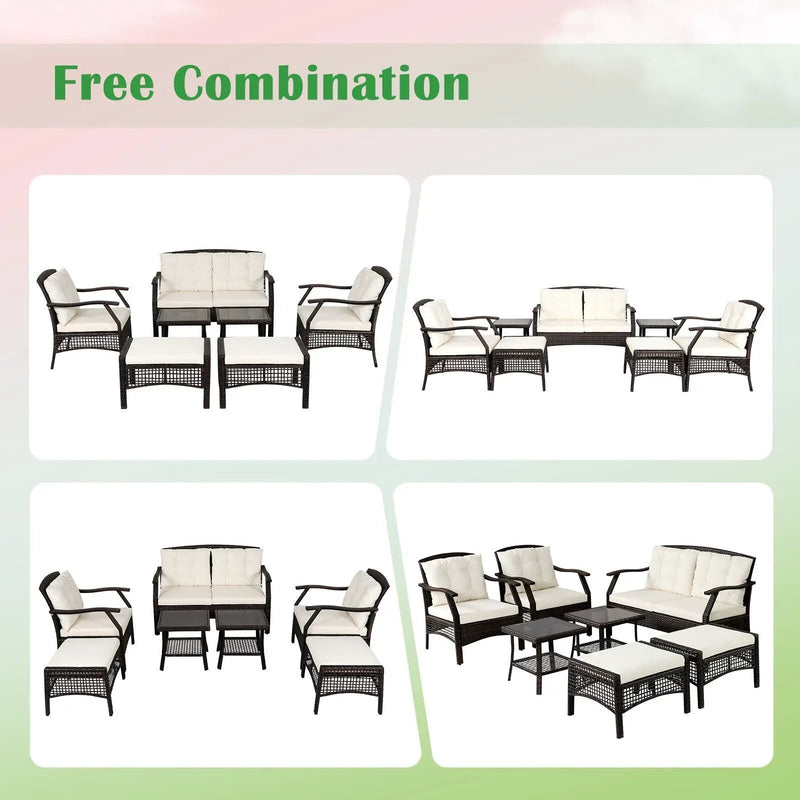 7 Pieces Outdoor Patio Furniture Set with Waterproof Cover by DirectDeals