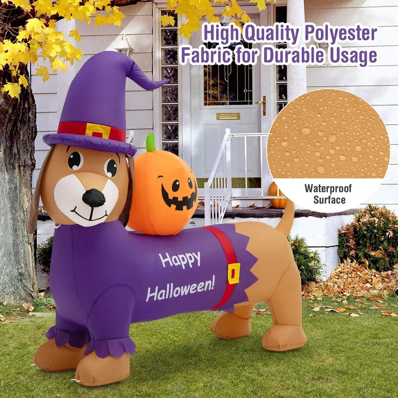 5 Feet Long Halloween Inflatable Dachshund Dog with Pumpkin by DirectDeals