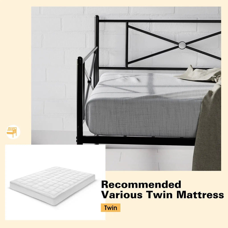 Metal Daybed Twin Bed Frame Stable Steel Slats Sofa Bed by DirectDeals
