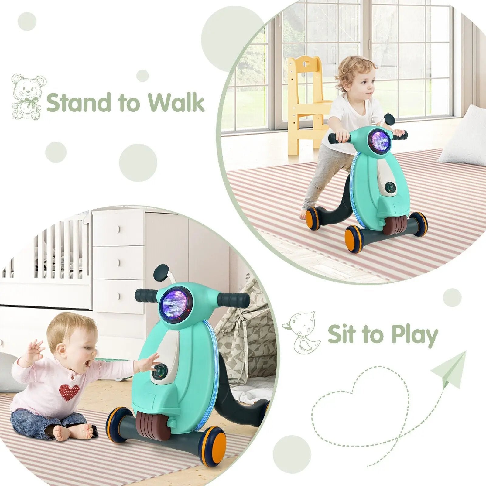 2-in-1 Baby Sit to Stand Learning Walker with Lights and Sounds by DirectDeals