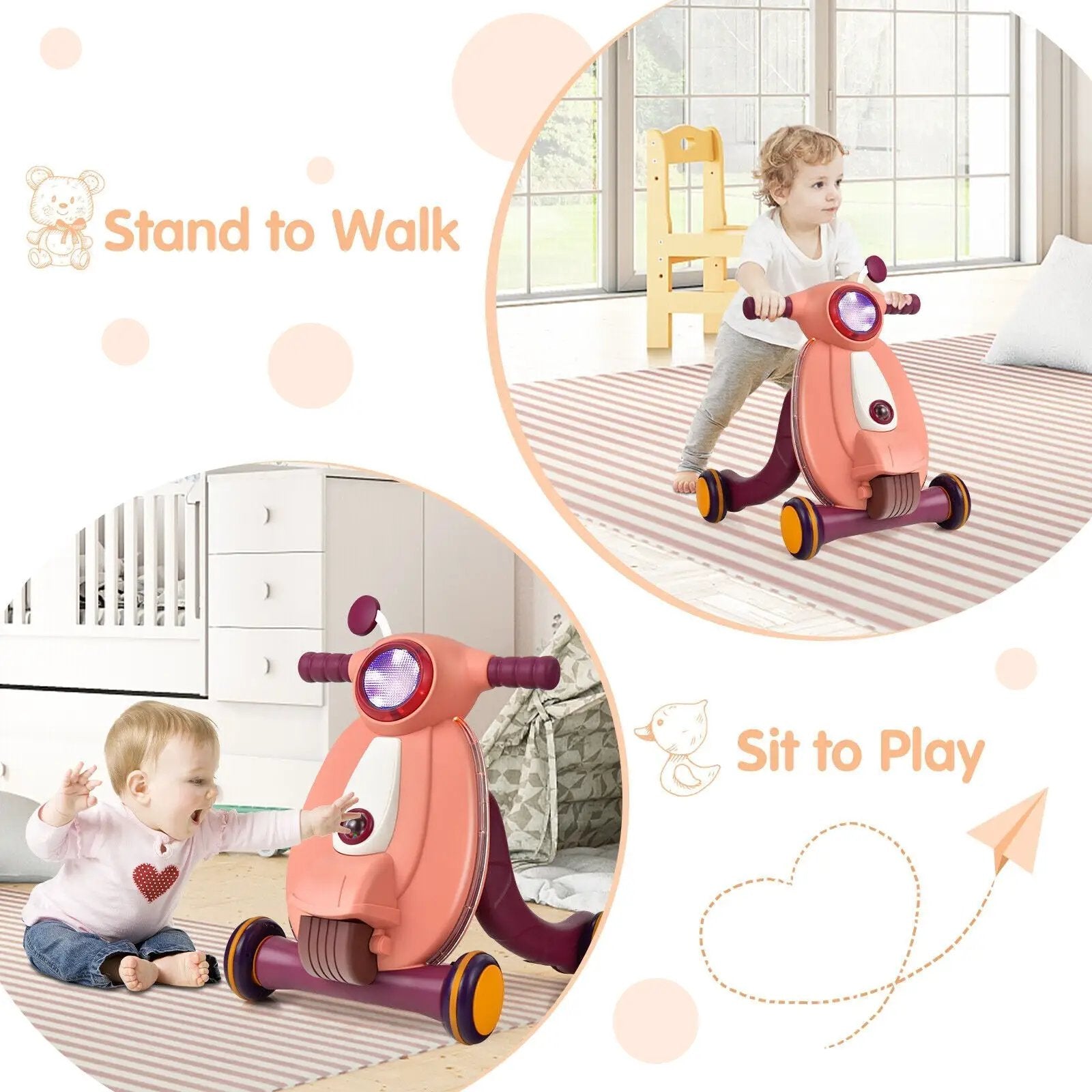 2-in-1 Baby Sit to Stand Learning Walker with Lights and Sounds by DirectDeals