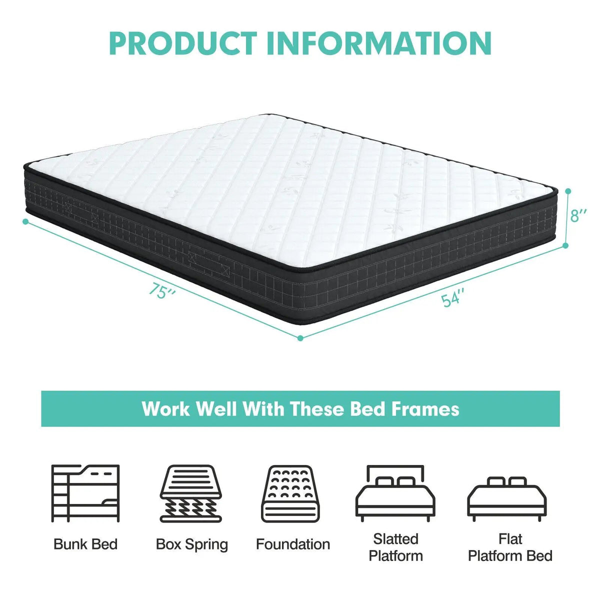 8 Inch Breathable Memory Foam Bed Mattress Medium Firm for Pressure Relieve by DirectDeals
