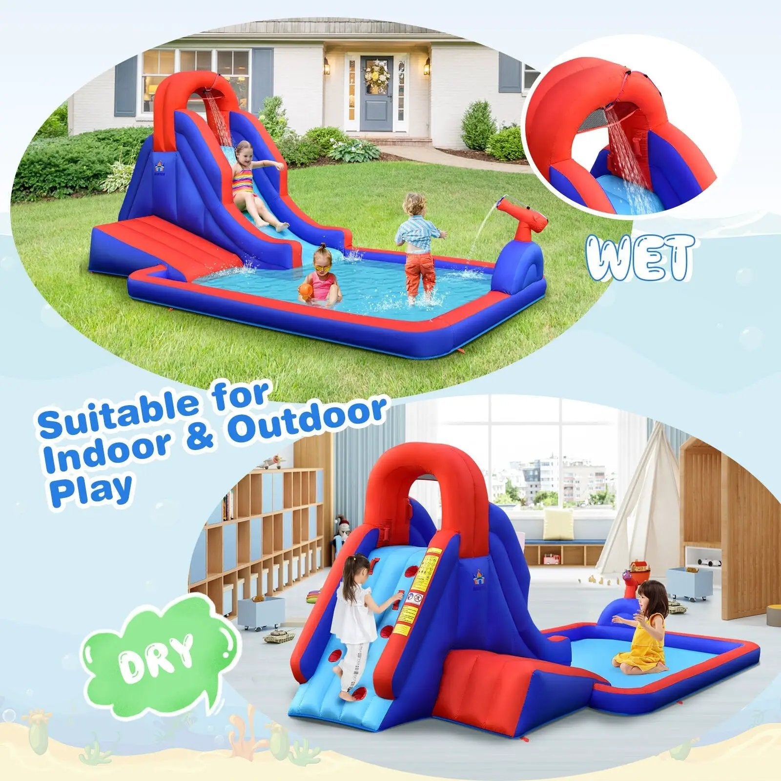 5-in-1 Inflatable Water Slide with Climbing Wall by DirectDeals