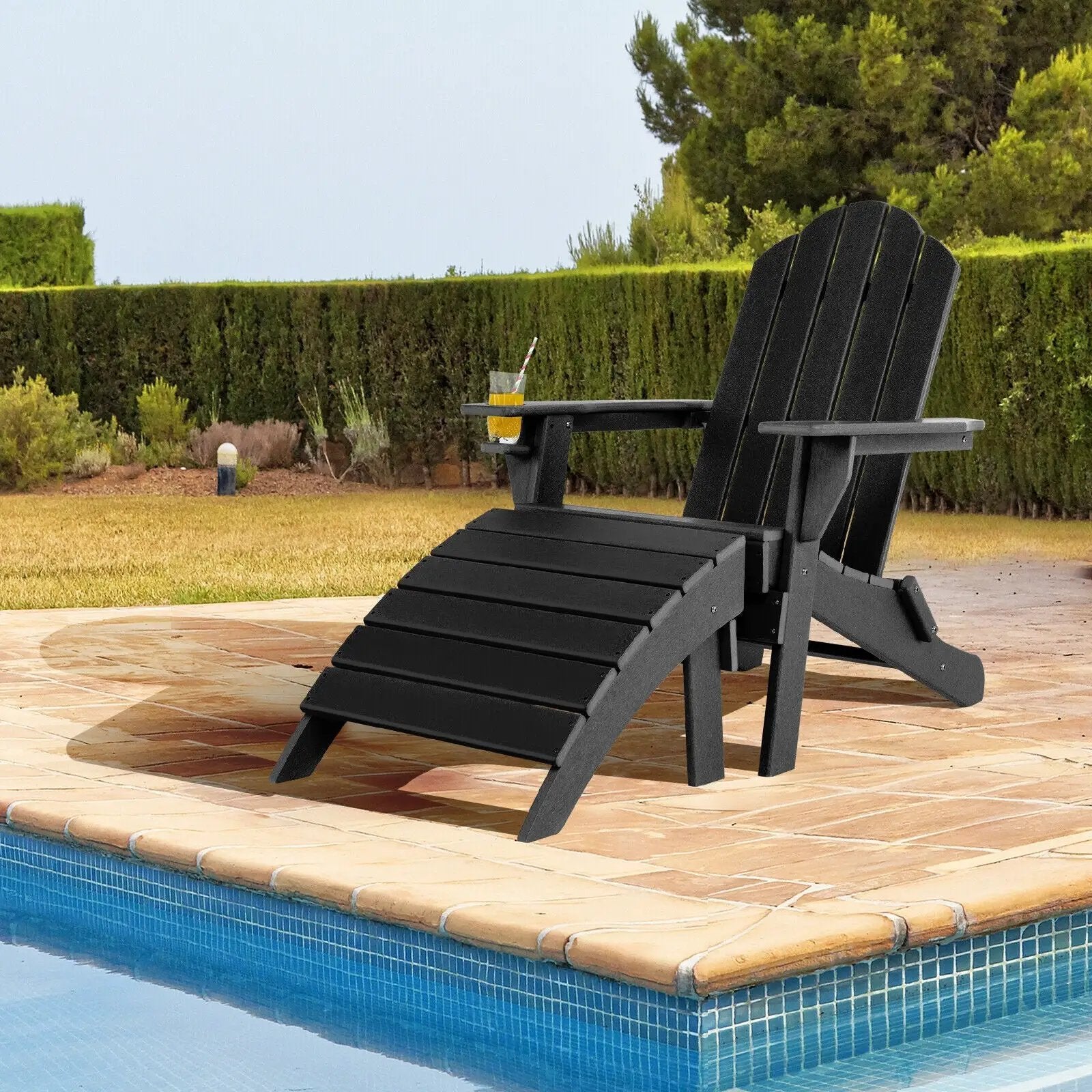 Adirondack Folding Ottoman with All Weather HDPE by DirectDeals