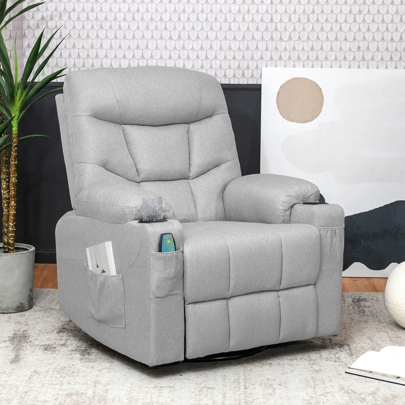 Massage Rocking Recliner Chair with Heat and Vibration-Gray by DirectDeals