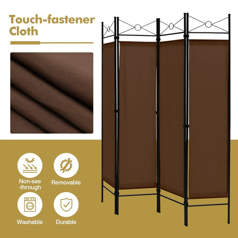 6 Feet 4-Panel Folding Freestanding Room Divider by DirectDeals