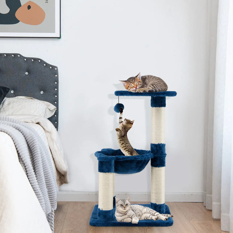 Multi-level Cat Tree with Scratching Posts and Cat Hammock by DirectDeals