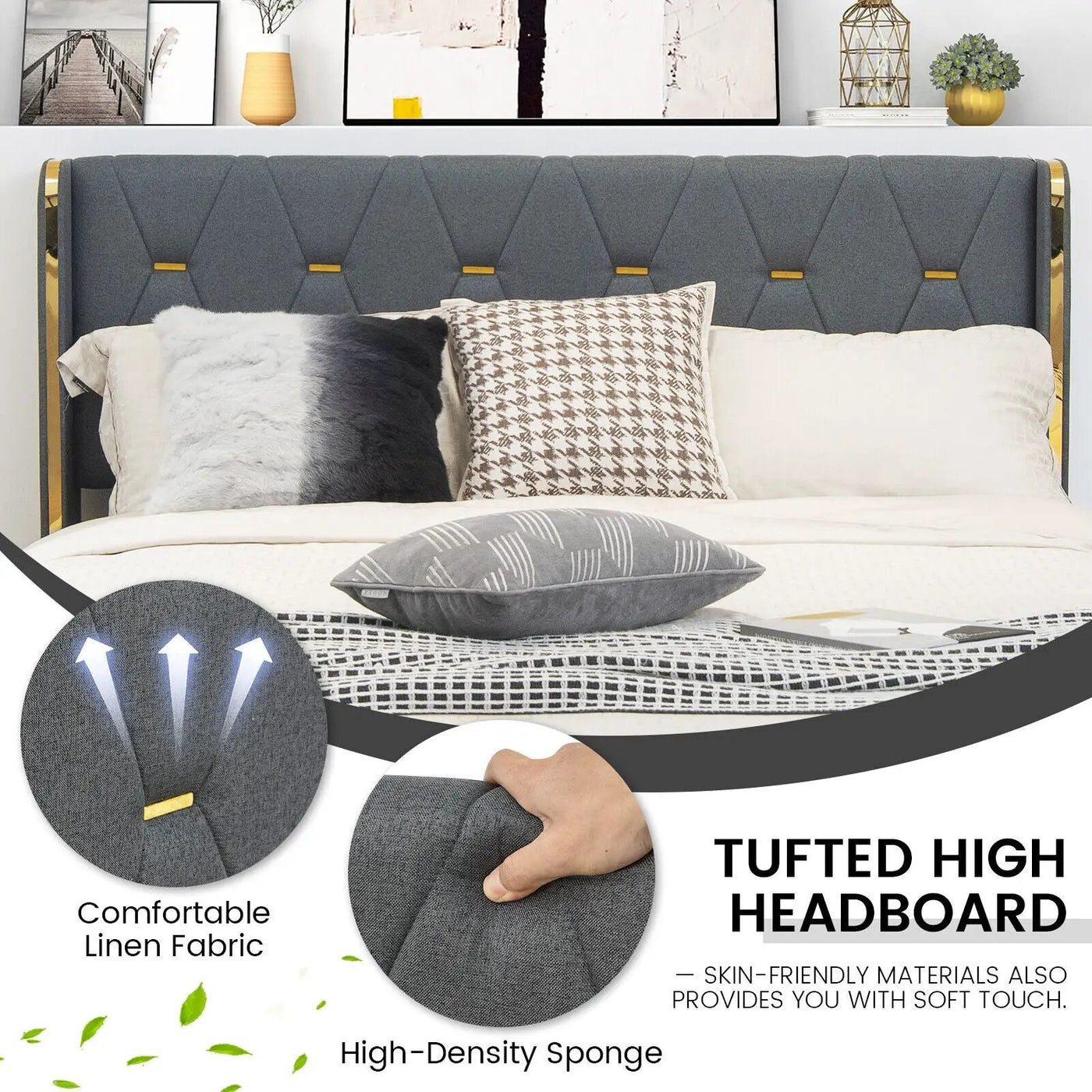 Full/Queen Size Upholstered Bed Frame with 4 Storage Drawers by DirectDeals