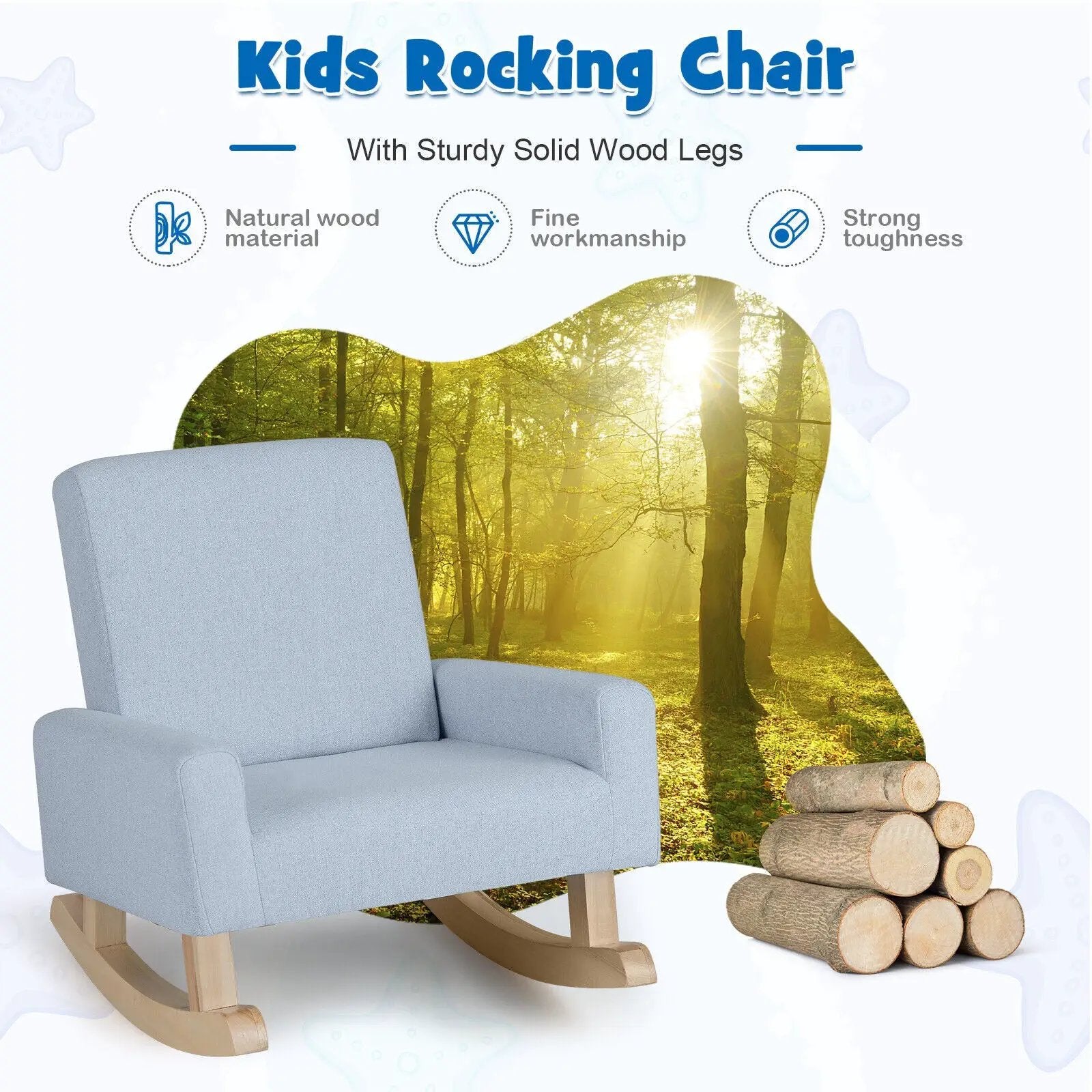 Kids Rocking Chair with Solid Wood Legs by DirectDeals