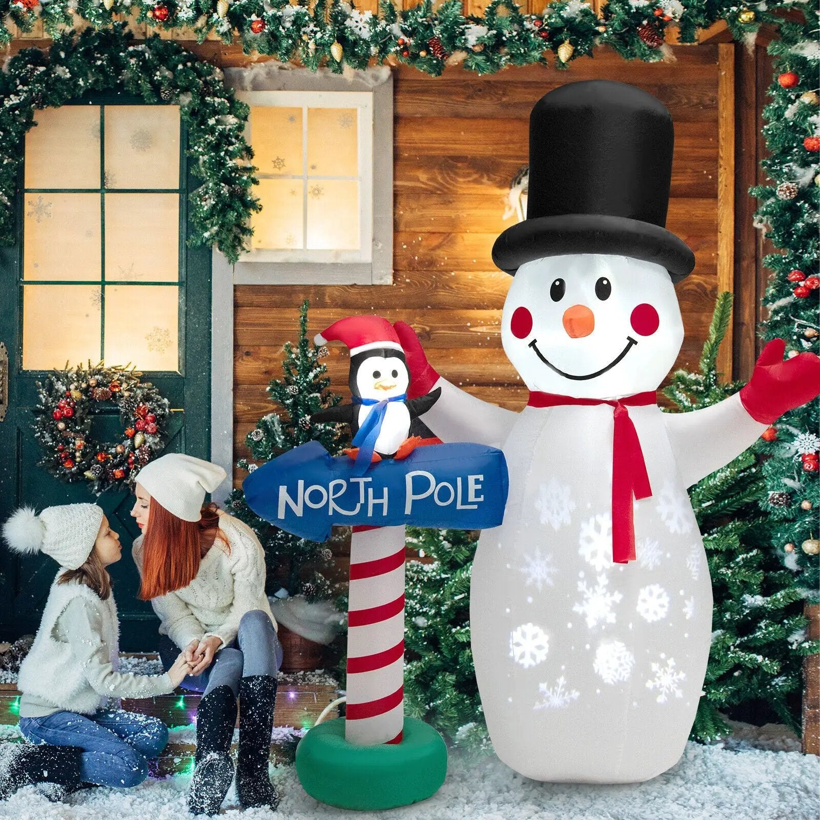 6 Feet Inflatable Christmas Decoration with Built-in Snowflake Projector by DirectDeals