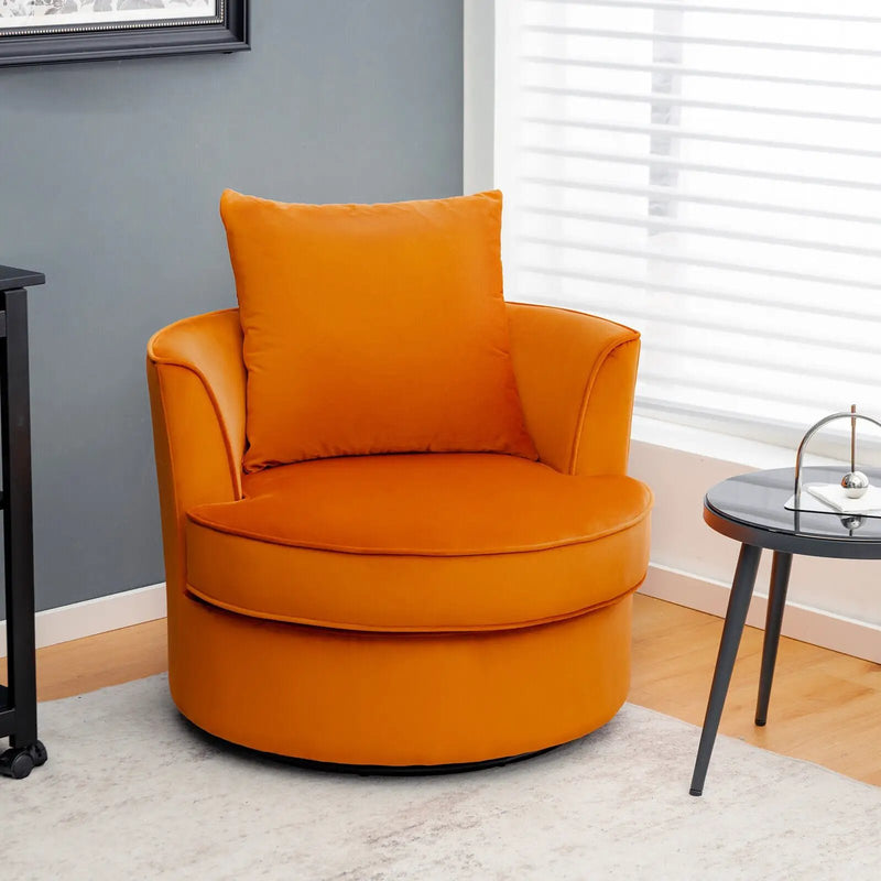Modern 360¬∞ Swivel Barrel Chair with No Assembly Needed-Orange by DirectDeals