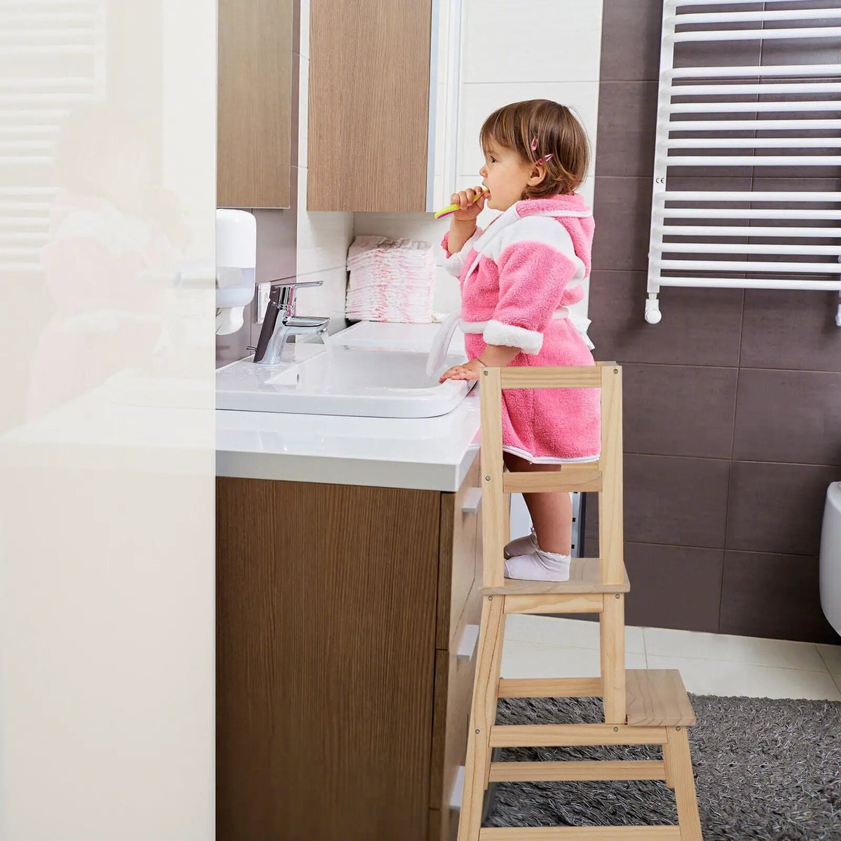 2-in-1 Multifunctional Toddler Step Stool with Safety Rail by DirectDeals